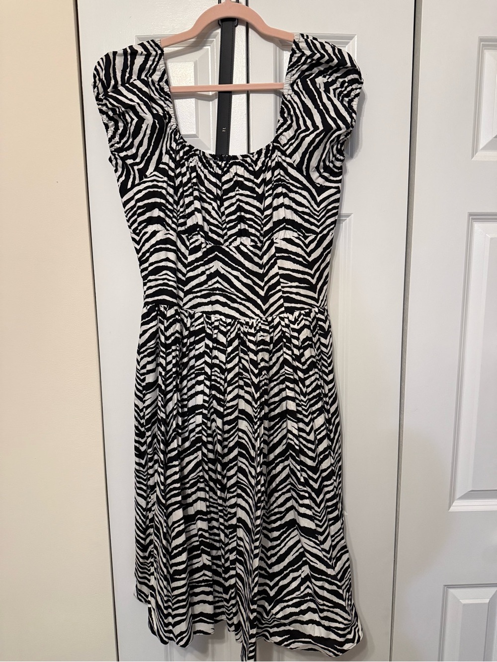 Bernie Dexter Black and White Zebra Print Midi Dress